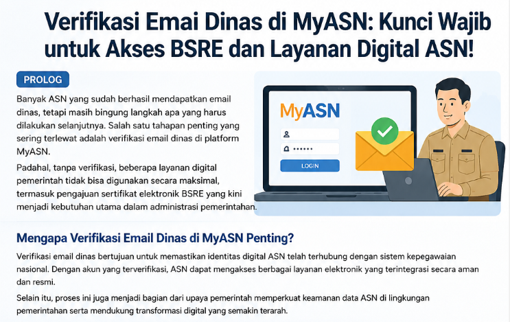 Cara Verifikasi Email Dinas di MyASN, Syarat Wajib Pengajuan Sertifikat BSRE